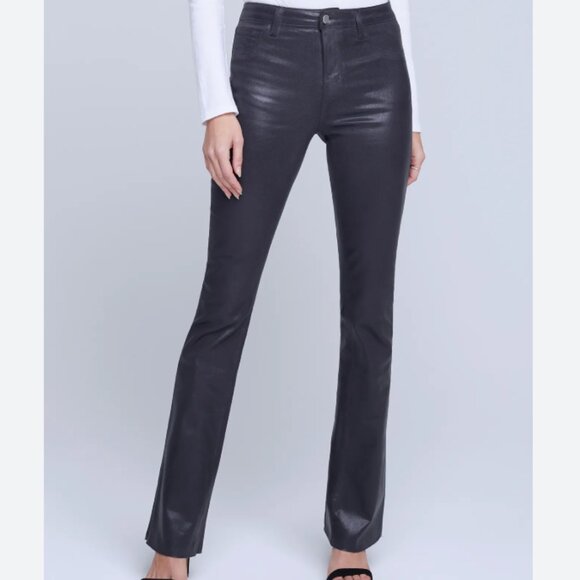 L´AGENCE- Ruth Coated High-Rise Straight Jeans
